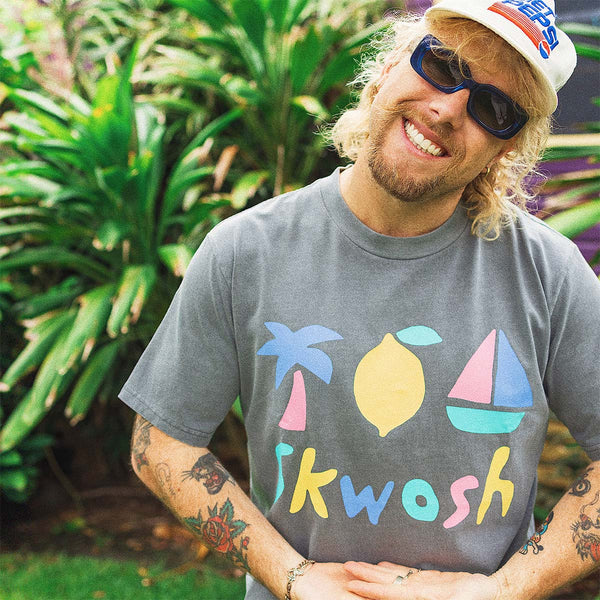 Skwosh Graphic Regular Tee in Charcoal