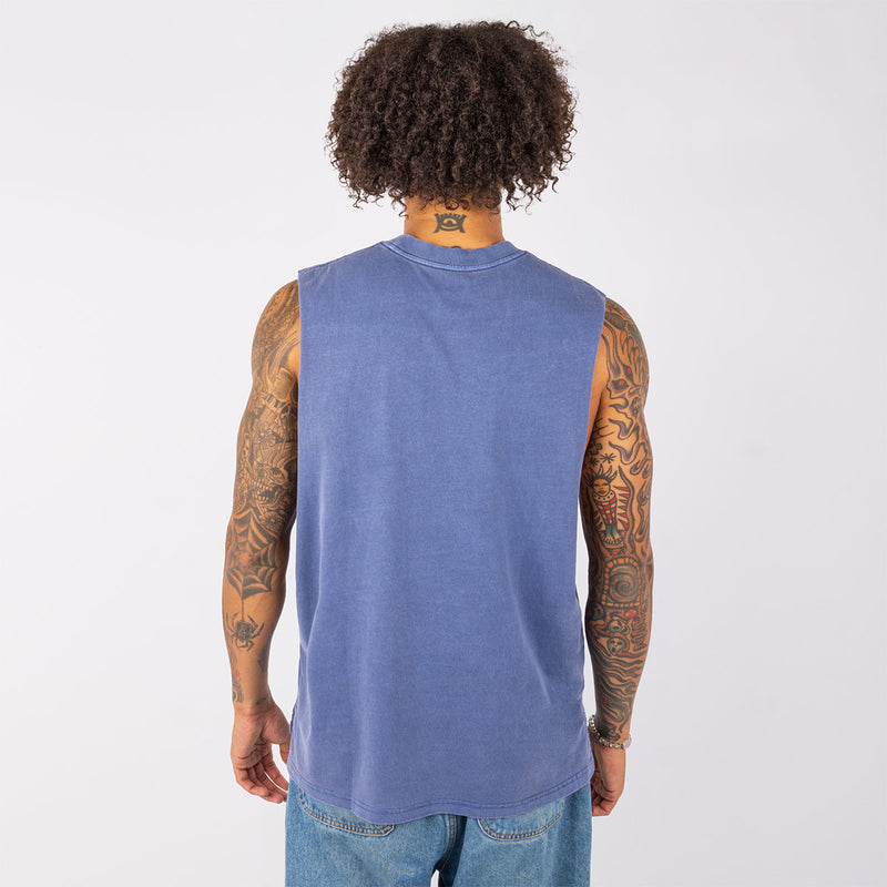 Yeah Nah Muscle Tank in Navy