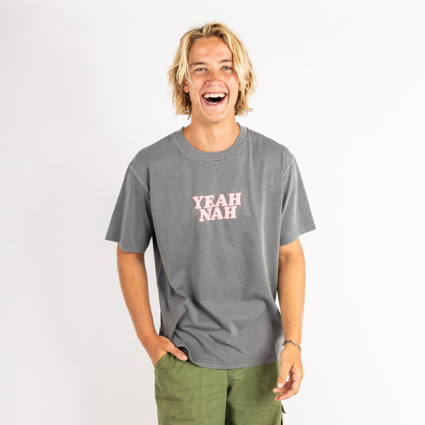 Yeah Nah Regular Tee in Charcoal