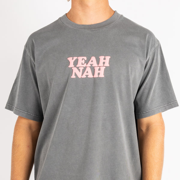 Yeah Nah Regular Tee in Charcoal