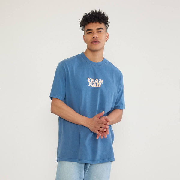 Yeah Nah Regular Tee in Navy